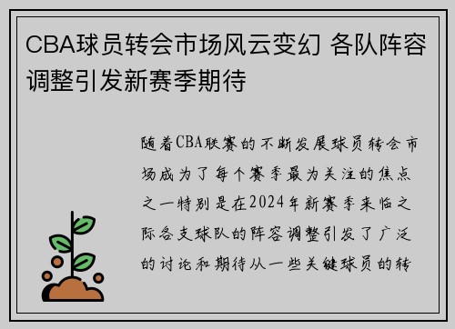 CBA球员转会市场风云变幻 各队阵容调整引发新赛季期待